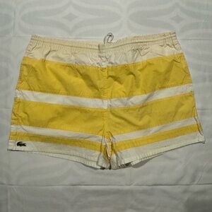 Men’s IZod Lacoste Yellow Stripes Swimming Trunks Shorts Size Extra Large EUC